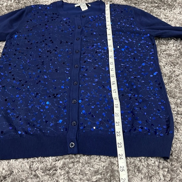 Melrose Chic | Blue Sequins Front Cardigan size Large - Picture 10 of 11